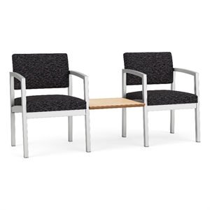 Lesro Industries Steel Reception 2 Chairs With Center Table in Black