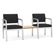 Lesro Industries Steel Reception 2 Chairs With Center Table in Black
