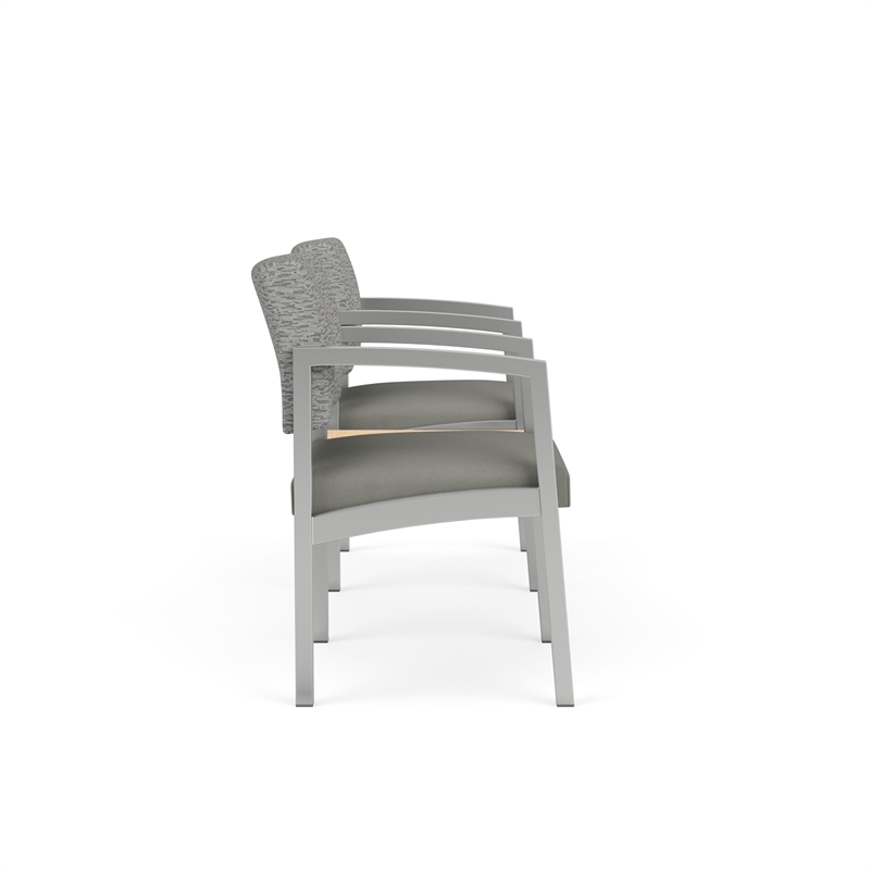 Lesro Industries Steel Reception 2 Chairs With Center Table in Gray