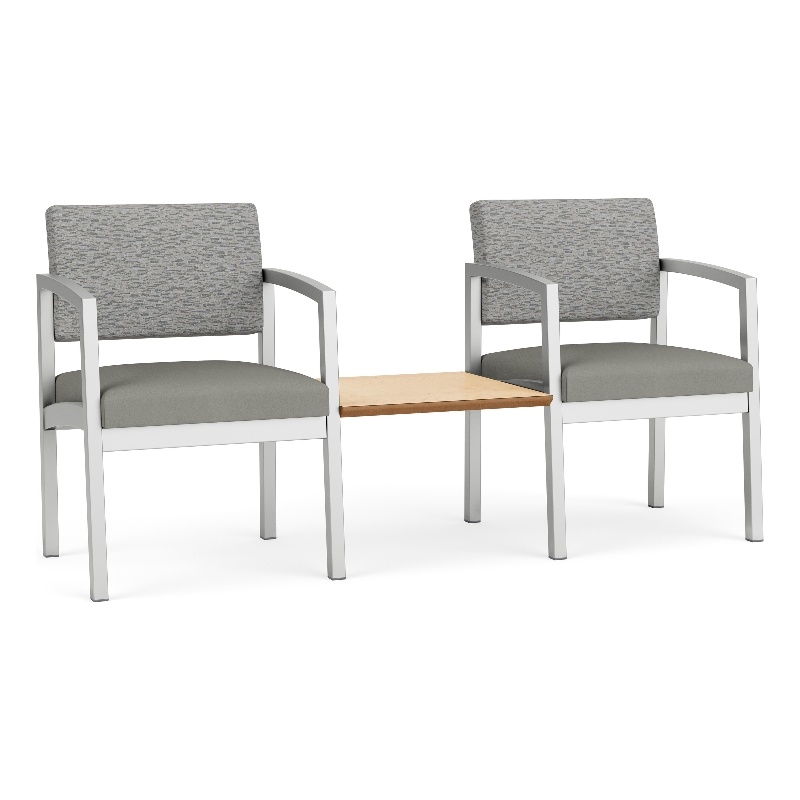 Lesro Industries Steel Reception 2 Chairs With Center Table in Gray
