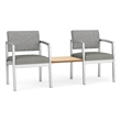 Lesro Industries Steel Reception 2 Chairs With Center Table in Gray