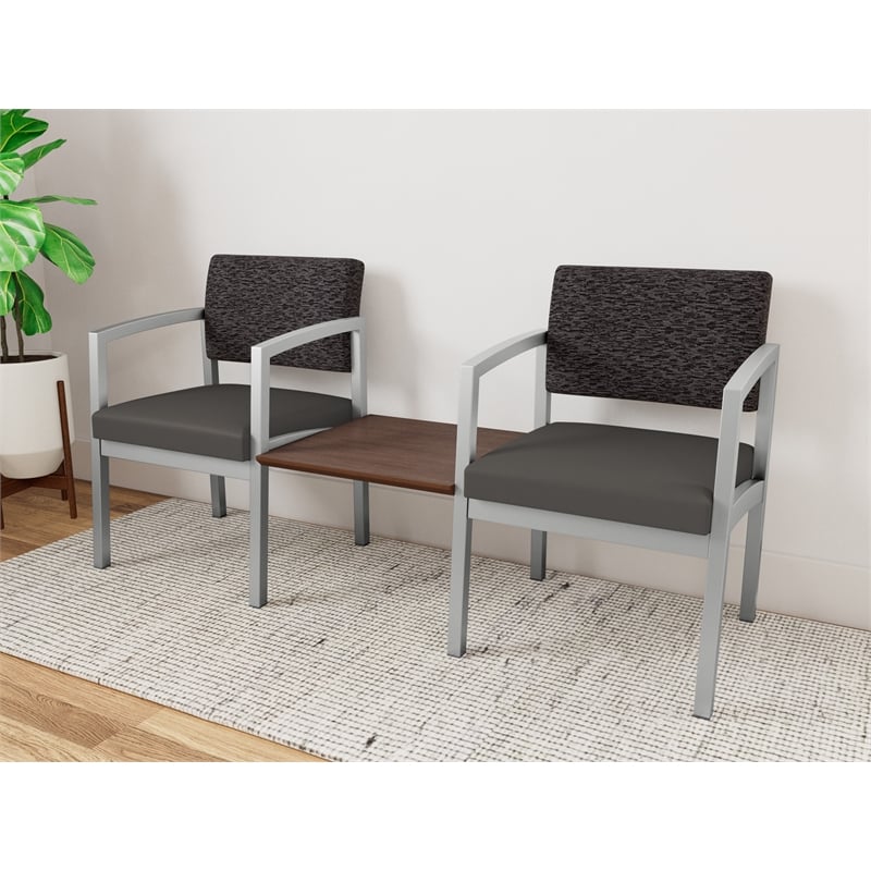 Lesro Industries Steel Reception 2 Chairs With Center Table in Gray