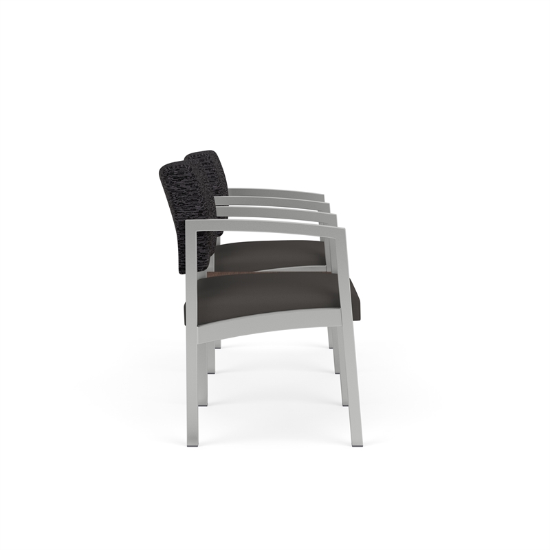 Lesro Industries Steel Reception 2 Chairs With Center Table in Gray