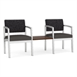 Lesro Industries Steel Reception 2 Chairs With Center Table in Gray