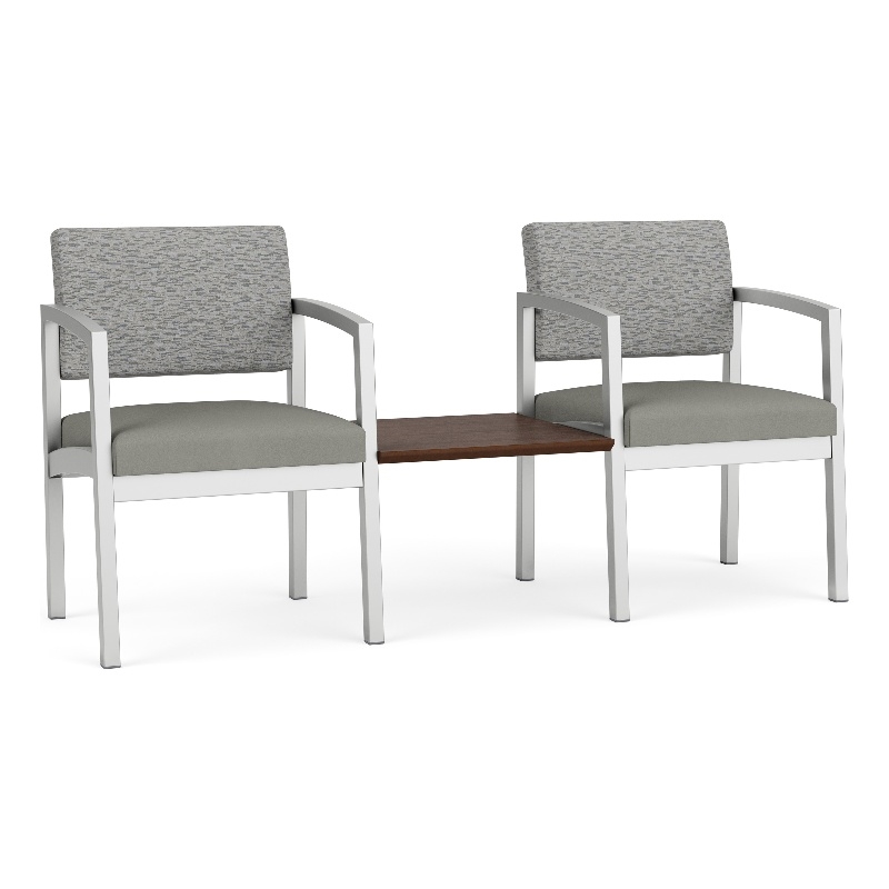 Lesro Industries Steel Reception 2 Chairs With Center Table in Gray