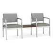 Lesro Industries Steel Reception 2 Chairs With Center Table in Gray