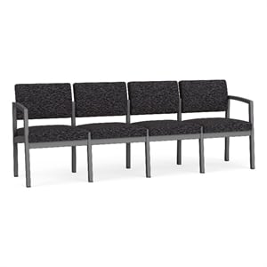 Lesro Industries Steel Waiting Reception 4 Seat Sofa Steel Frame in Black