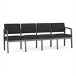 Lesro Industries Steel Waiting Reception 4 Seat Sofa Steel Frame in Black