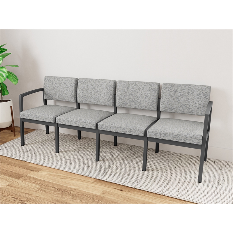 Lesro Industries Steel Waiting Reception 4 Seat Sofa Steel Frame in Gray