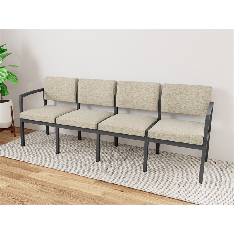 Lesro Industries Steel Waiting Reception 4 Seat Sofa Steel Frame in Brown