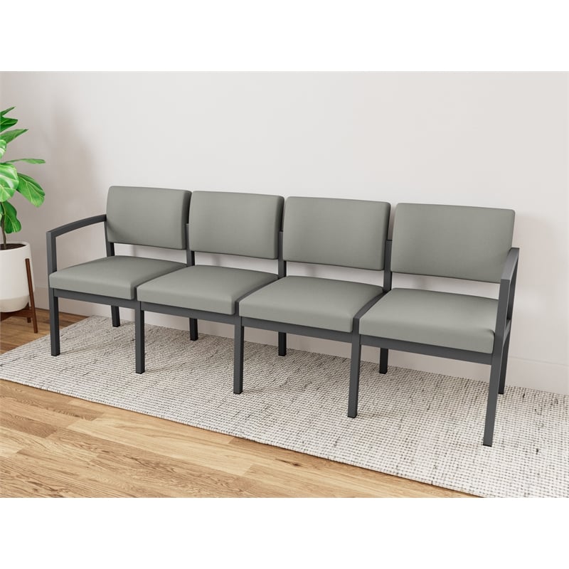 Lesro Industries Steel Waiting Reception 4 Seat Sofa Steel Frame in Gray