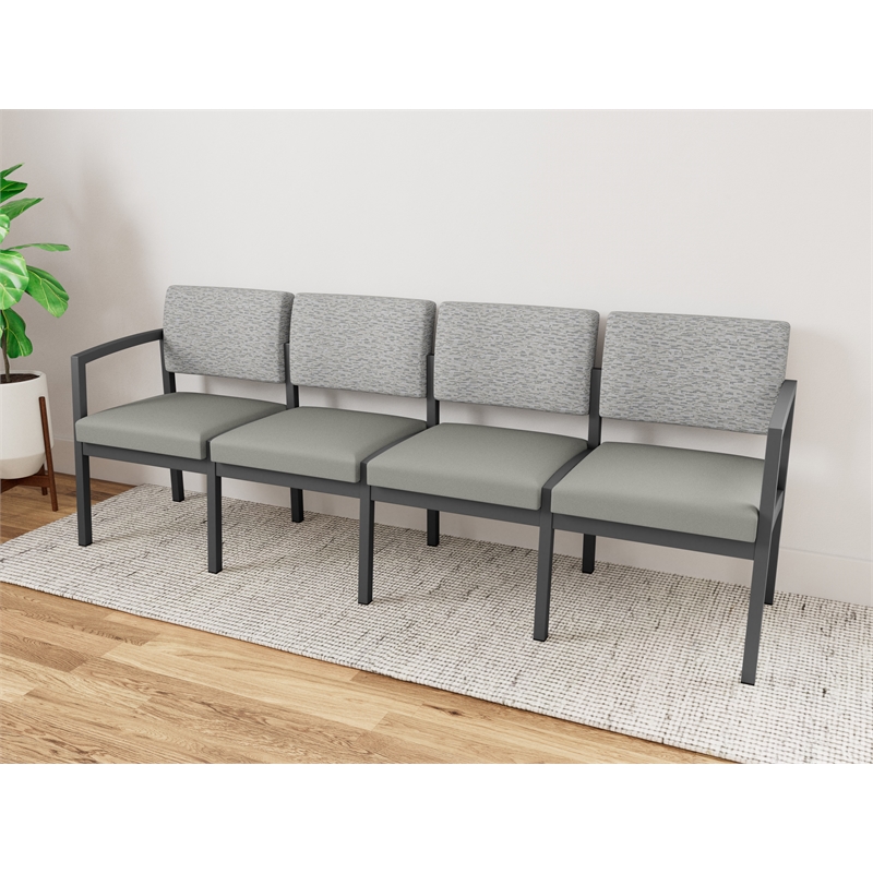 Lesro Industries Steel Waiting Reception 4 Seat Sofa Steel Frame in Gray