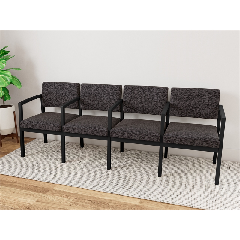 Lesro Industries Steel Waiting Reception 4 Seat Tandem Seating in Black