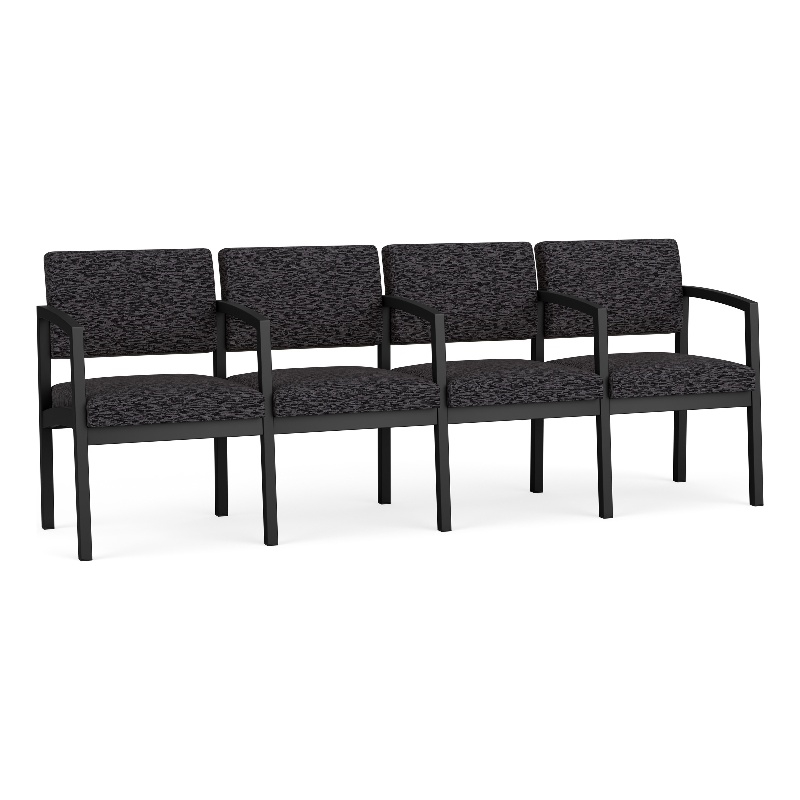 Lesro Industries Steel Waiting Reception 4 Seat Tandem Seating in Black