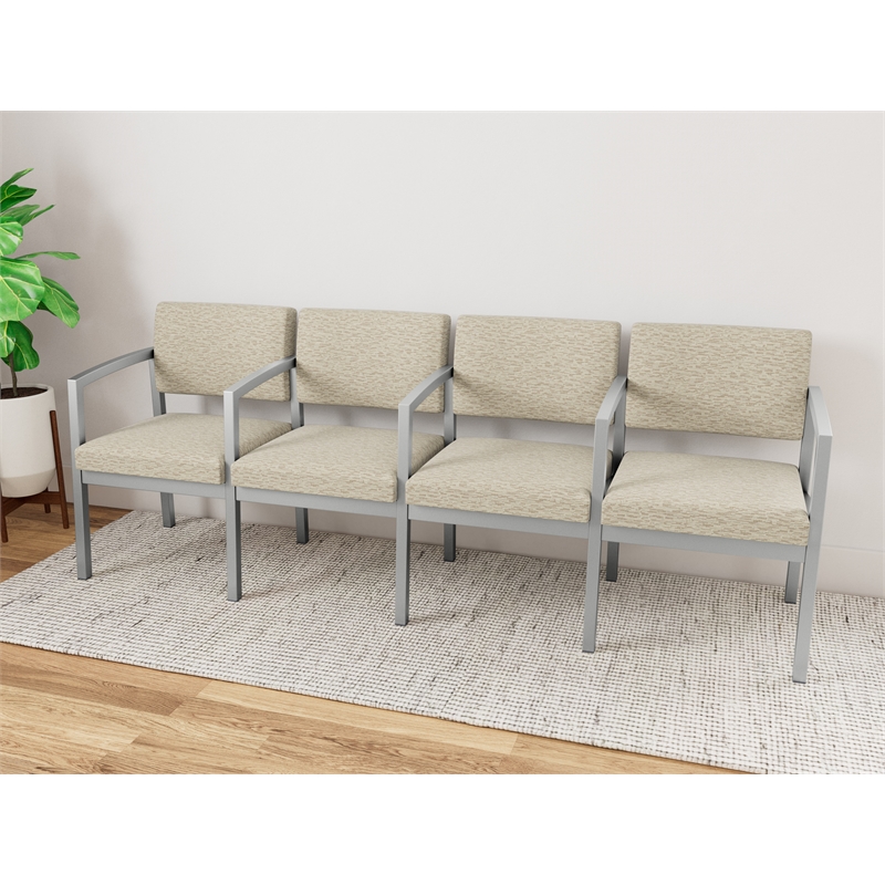 Lesro Industries Steel Waiting Reception 4 Seat Tandem Seating in Brown