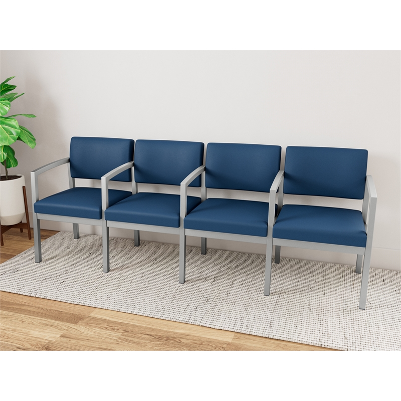 Lesro Industries Steel Waiting Reception 4 Seat Tandem Seating in Blue