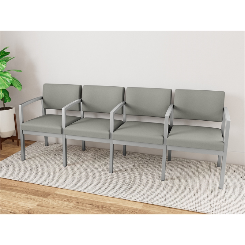 Lesro Industries Steel Waiting Reception 4 Seat Tandem Seating in Gray