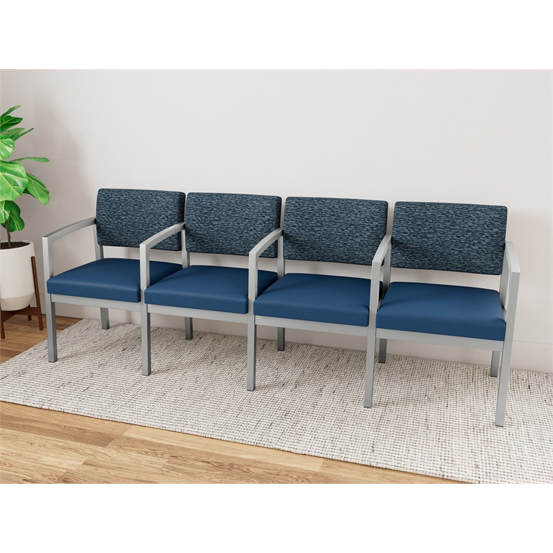 Lesro Industries Steel Waiting Reception 4 Seat Tandem Seating in Blue