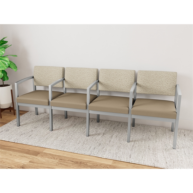 Lesro Industries Steel Waiting Reception 4 Seat Tandem Seating in Brown