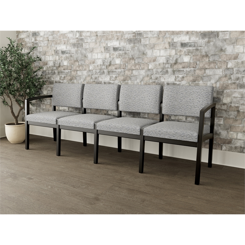 Lesro Industries Wood Waiting Reception 4 Seat Sofa Wood Frame in Gray