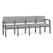 Lesro Industries Wood Waiting Reception 4 Seat Sofa Wood Frame in Gray