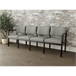 Lesro Industries Wood Waiting Reception 4 Seat Sofa Wood Frame in Gray
