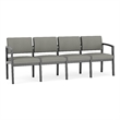 Lesro Industries Wood Waiting Reception 4 Seat Sofa Wood Frame in Gray