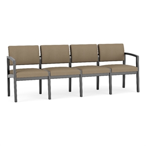 Lesro Industries Wood Waiting Reception 4 Seat Sofa Wood Frame in Brown