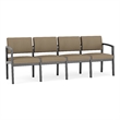 Lesro Industries Wood Waiting Reception 4 Seat Sofa Wood Frame in Brown