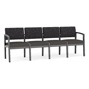 Lesro Industries Wood Waiting Reception 4 Seat Sofa Wood Frame in Gray