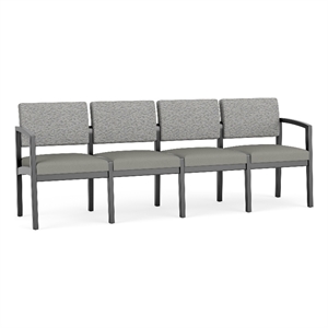 Lesro Industries Wood Waiting Reception 4 Seat Sofa Wood Frame in Gray