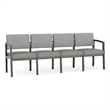 Lesro Industries Wood Waiting Reception 4 Seat Sofa Wood Frame in Gray