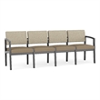 Lesro Industries Wood Waiting Reception 4 Seat Sofa Wood Frame in Brown