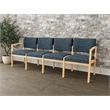 Lesro Industries Wood Waiting Reception 4 Seat Sofa Wood Frame in Blue