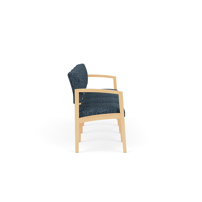 Lesro Industries Wood Waiting Reception 4 Seat Sofa Wood Frame in Blue