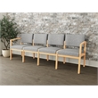 Lesro Industries Wood Waiting Reception 4 Seat Sofa Wood Frame in Gray