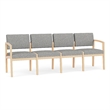 Lesro Industries Wood Waiting Reception 4 Seat Sofa Wood Frame in Gray