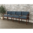 Lesro Industries Wood Waiting Reception 4 Seat Sofa Wood Frame in Blue