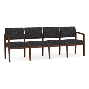 Lesro Industries Wood Waiting Reception 4 Seat Sofa Wood Frame in Black