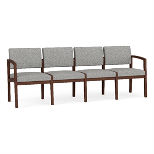 Lesro Industries Wood Waiting Reception 4 Seat Sofa Wood Frame in Gray