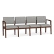 Lesro Industries Wood Waiting Reception 4 Seat Sofa Wood Frame in Gray