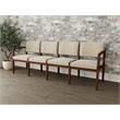 Lesro Industries Wood Waiting Reception 4 Seat Sofa Wood Frame in Brown