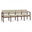 Lesro Industries Wood Waiting Reception 4 Seat Sofa Wood Frame in Brown