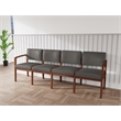 Lesro Industries Wood Waiting Reception 4 Seat Sofa Wood Frame in Gray