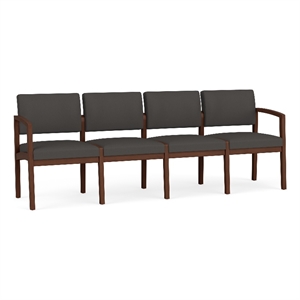 Lesro Industries Wood Waiting Reception 4 Seat Sofa Wood Frame in Gray