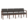 Lesro Industries Wood Waiting Reception 4 Seat Sofa Wood Frame in Gray