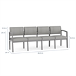 Lesro Industries Wood Waiting Reception 4 Seat Sofa Wood Frame in Gray