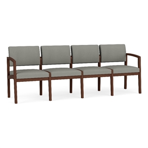 Lesro Industries Wood Waiting Reception 4 Seat Sofa Wood Frame in Gray