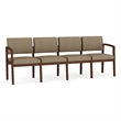 Lesro Industries Wood Waiting Reception 4 Seat Sofa Wood Frame in Brown