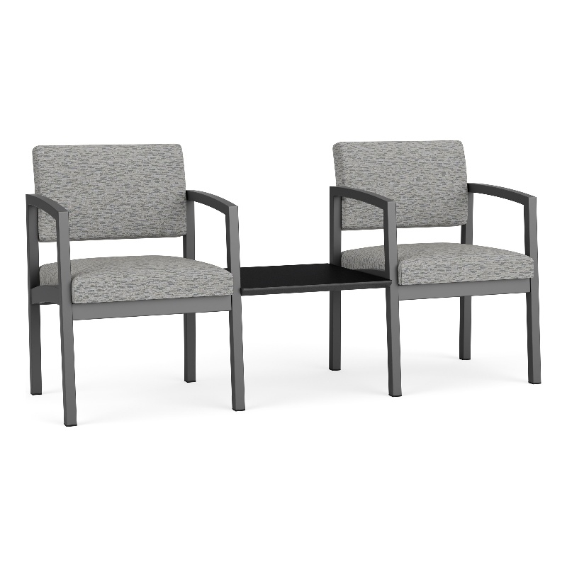 Lesro Industries Steel Reception 2 Chairs With Center Table in Gray
